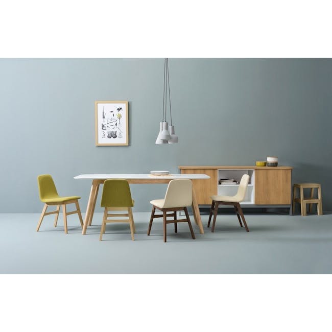 Roden Dining Table 1.8m in Cocoa and 4 Riley Dining Chairs in Dark Grey - 2