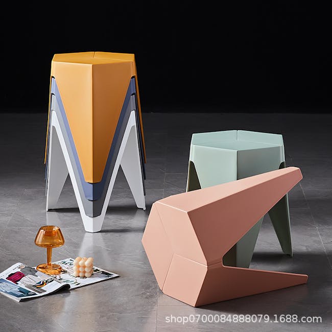 Dion Hexagon Stackable Stool - Sage - 2