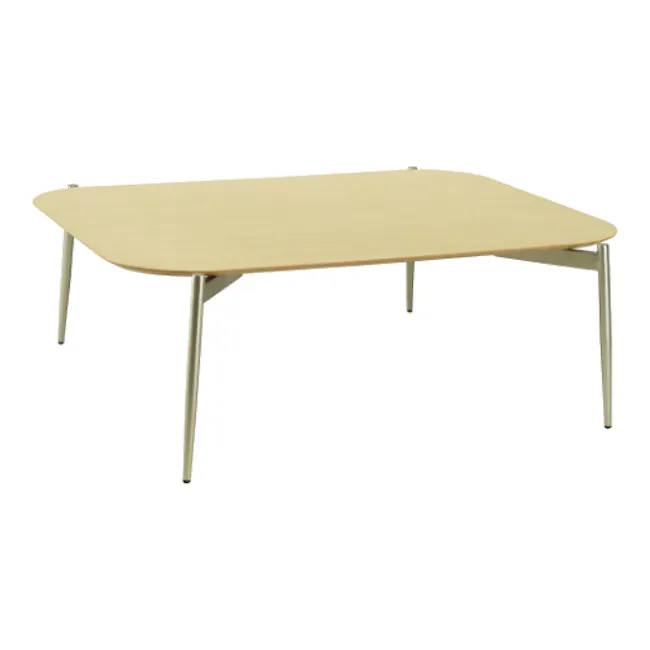 (As-Is) Nova High Coffee Table - Oak, Matt Silver - 1 - Modern minimalist table with sleek lines, light beige finish, simple
