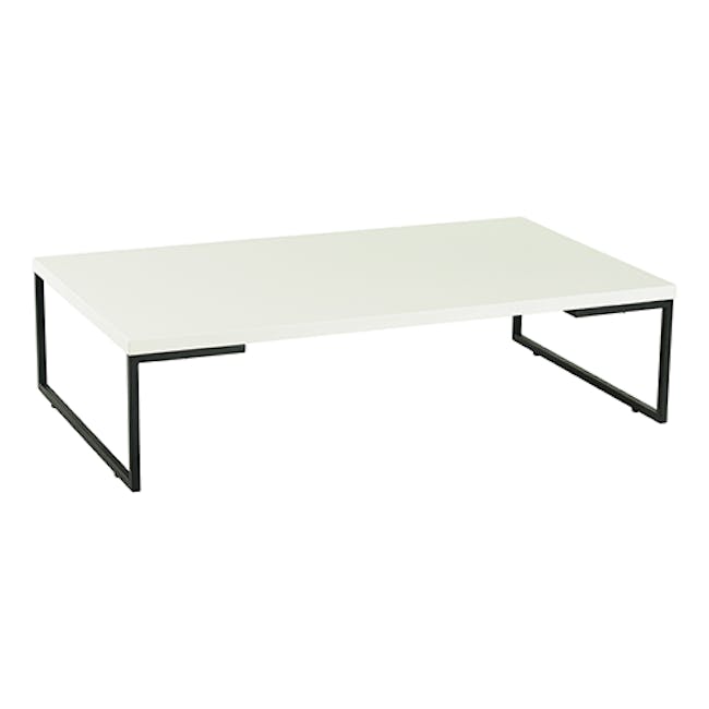 (As-is) Myron Rectangle Coffee Table - White, Matt Black - 1 - 12