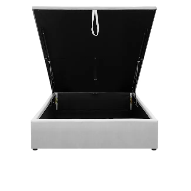 Nolan Super Single Storage Bed - Silver Fox - 3 - black storage box, open storage drawer, minimalist design, sleek interior