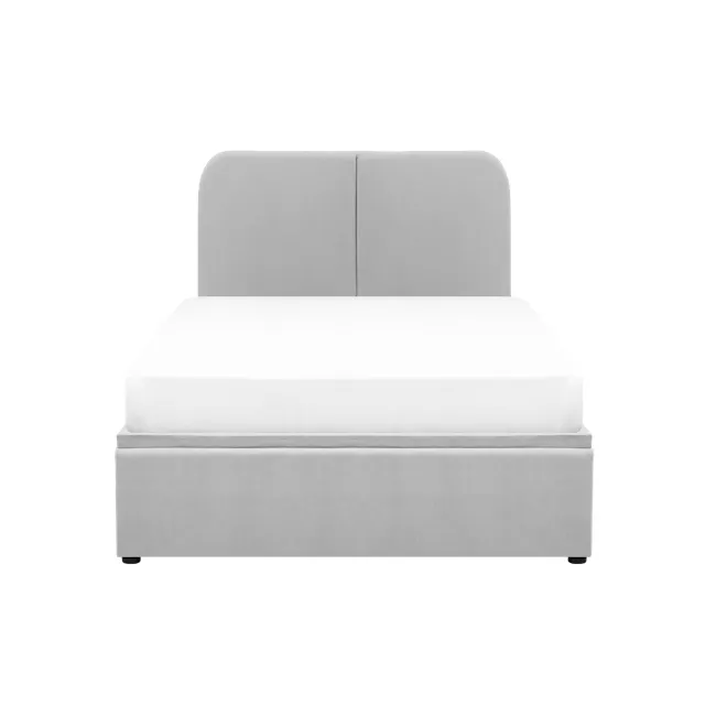 Nolan Super Single Storage Bed - Silver Fox - 1 - Modern minimalist bed with soft gray upholstery, sleek headboard, and