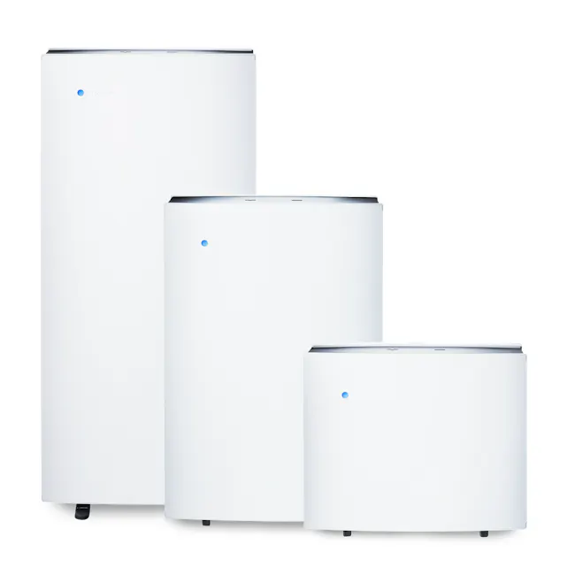 Blueair Pro XL with Smokestop Filter - 5 - Sleek, modern design with three identical units, White color scheme and