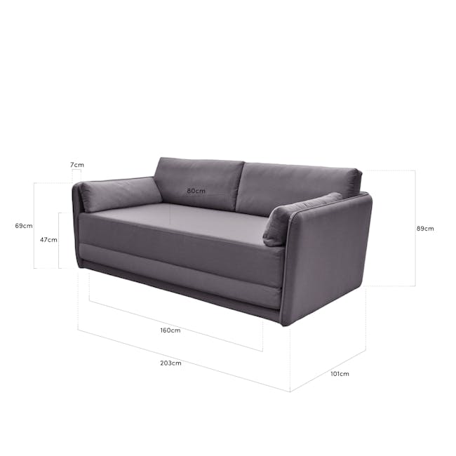 Greta 3 Seater Sofa Bed - Light Slate - 5