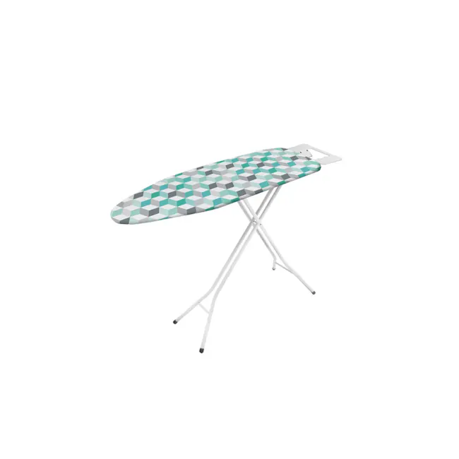 Metaltex Kuma Ironing Board - 1 - Rectangular ironing board, modern design, white frame, geometric pattern, flat iron, flat