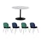 Marmor Marble Round Dining Table 1.1m in White with 4 Lennon Dining Chairs in Royal Blue and Pine Green - 0