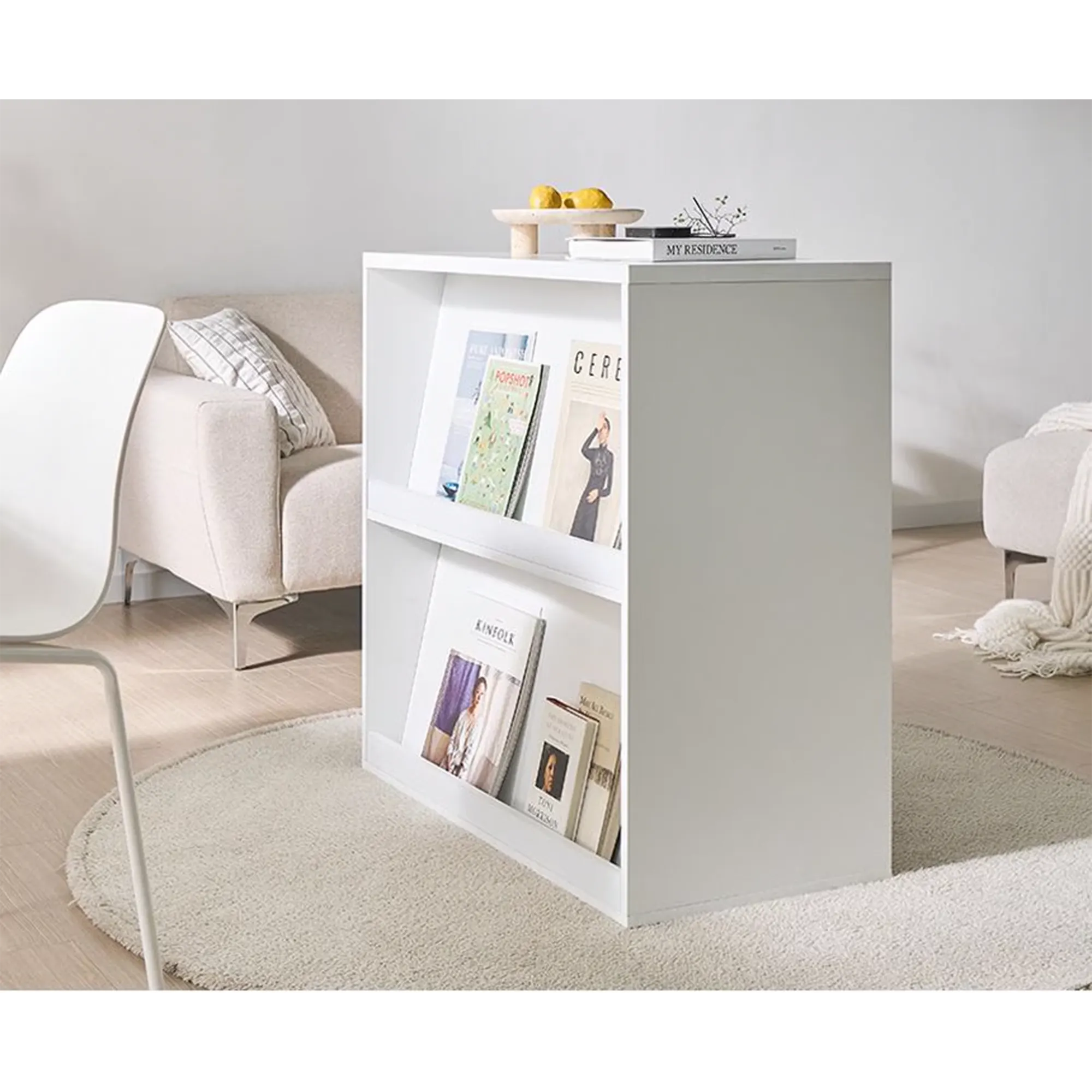 Sherns Double Sided Display Bookshelf 0.8m - White - 12