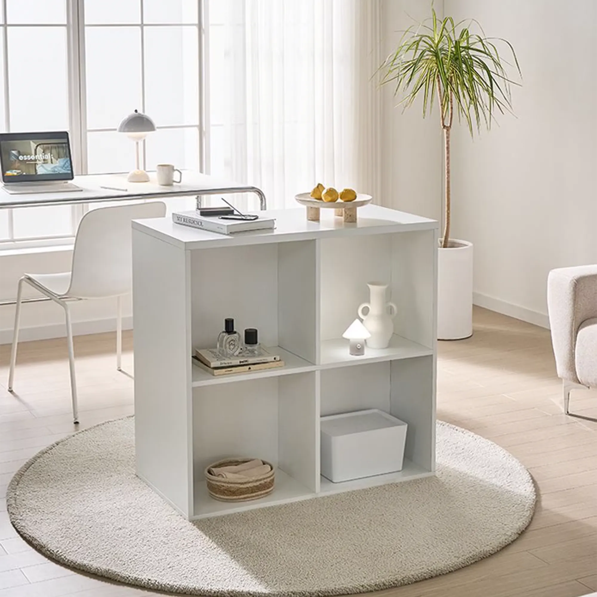 Sherns Double Sided Display Bookshelf 0.8m - White - 9