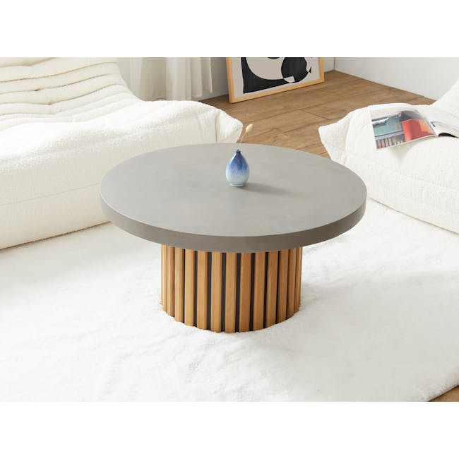 Ellie Round Concrete Coffee Table - 2