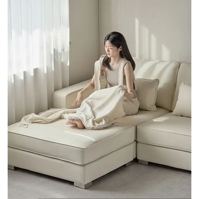 Paris 3 Seater Sofa - Ivory (Faux Leather) - 3
