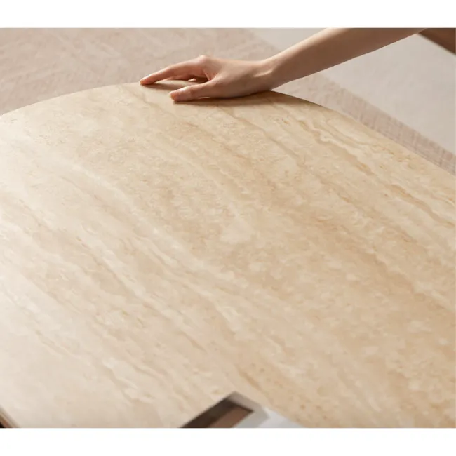 Amie Drawer Coffee Table 1.05m - Walnut, Travertine (Sintered Stone) - 7