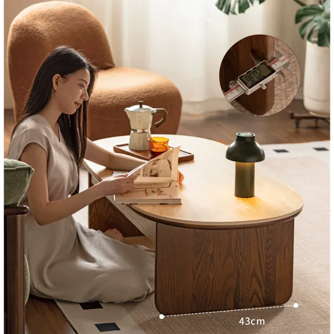 Amie Drawer Coffee Table 1.05m - Walnut, Travertine (Sintered Stone) - 9