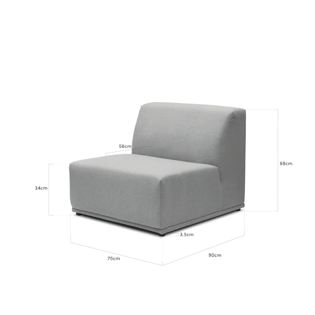 Milan 4 Seater Sofa with Ottoman - Slate (Fabric) - 31 - Modern upholstered lounge chair, 56 cm seat height, 34 cm backrest