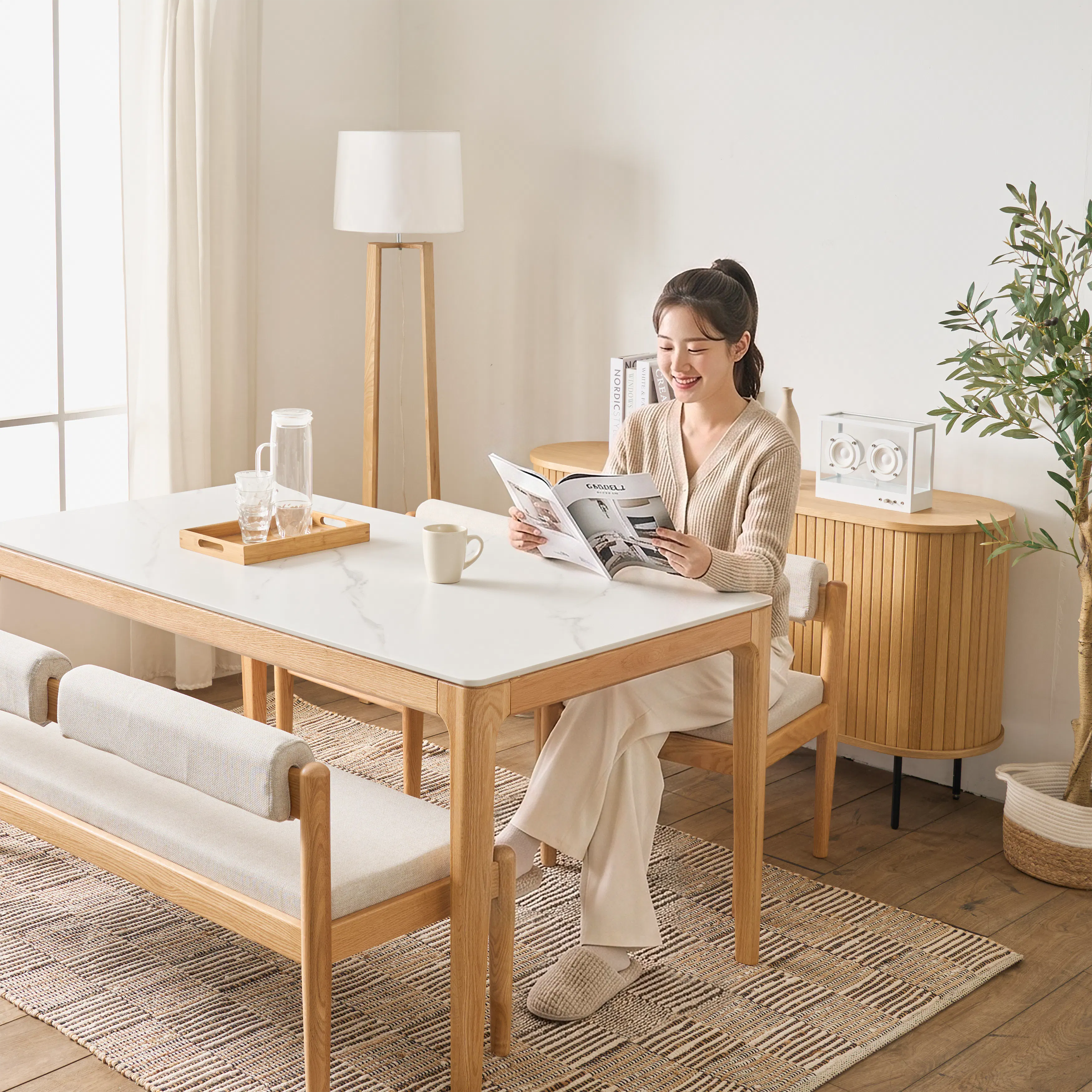 Adelyn Dining Table 1.4m - Oak (Sintered Stone) - 23
