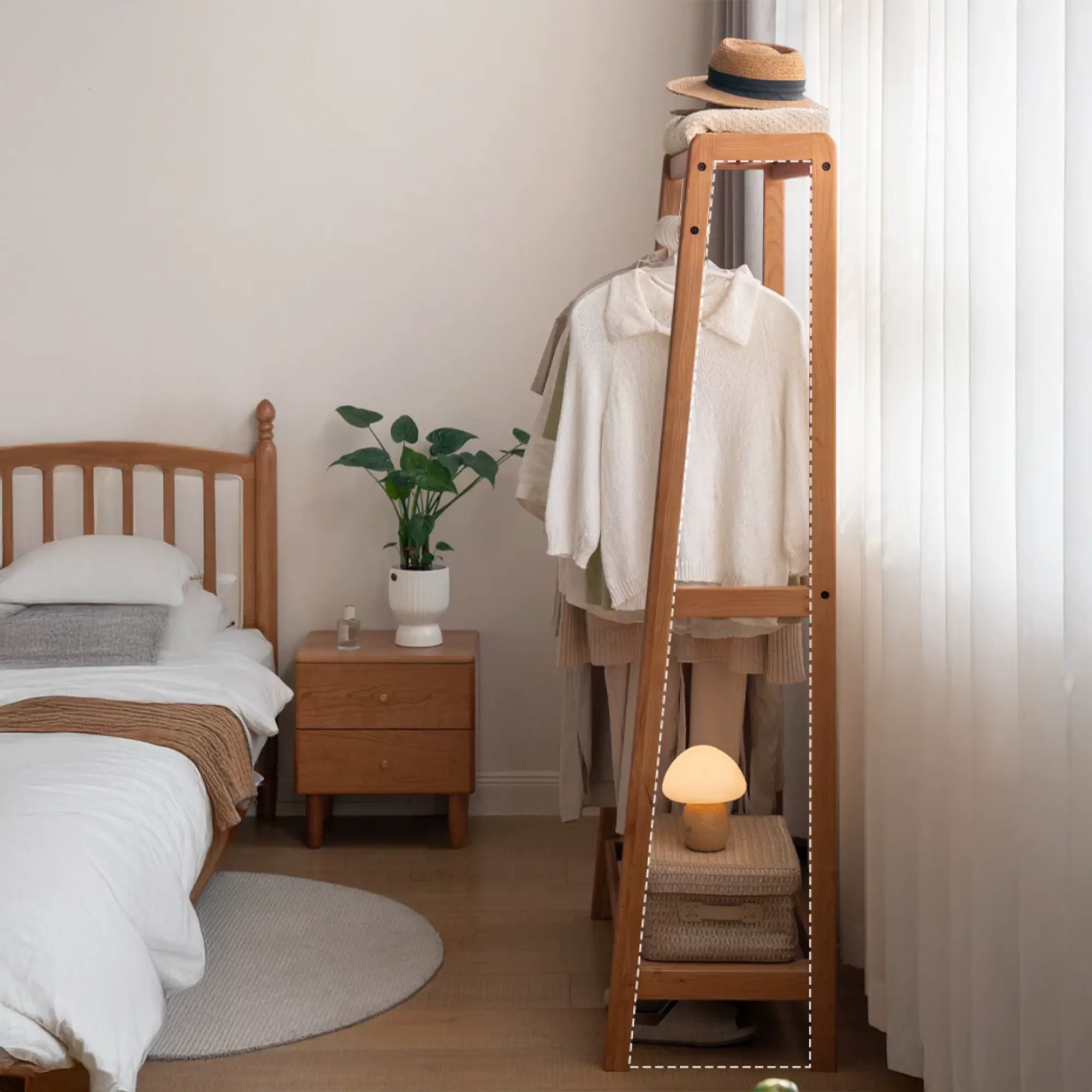 Tyen Clothes Rack 0.9m - Oak - 16