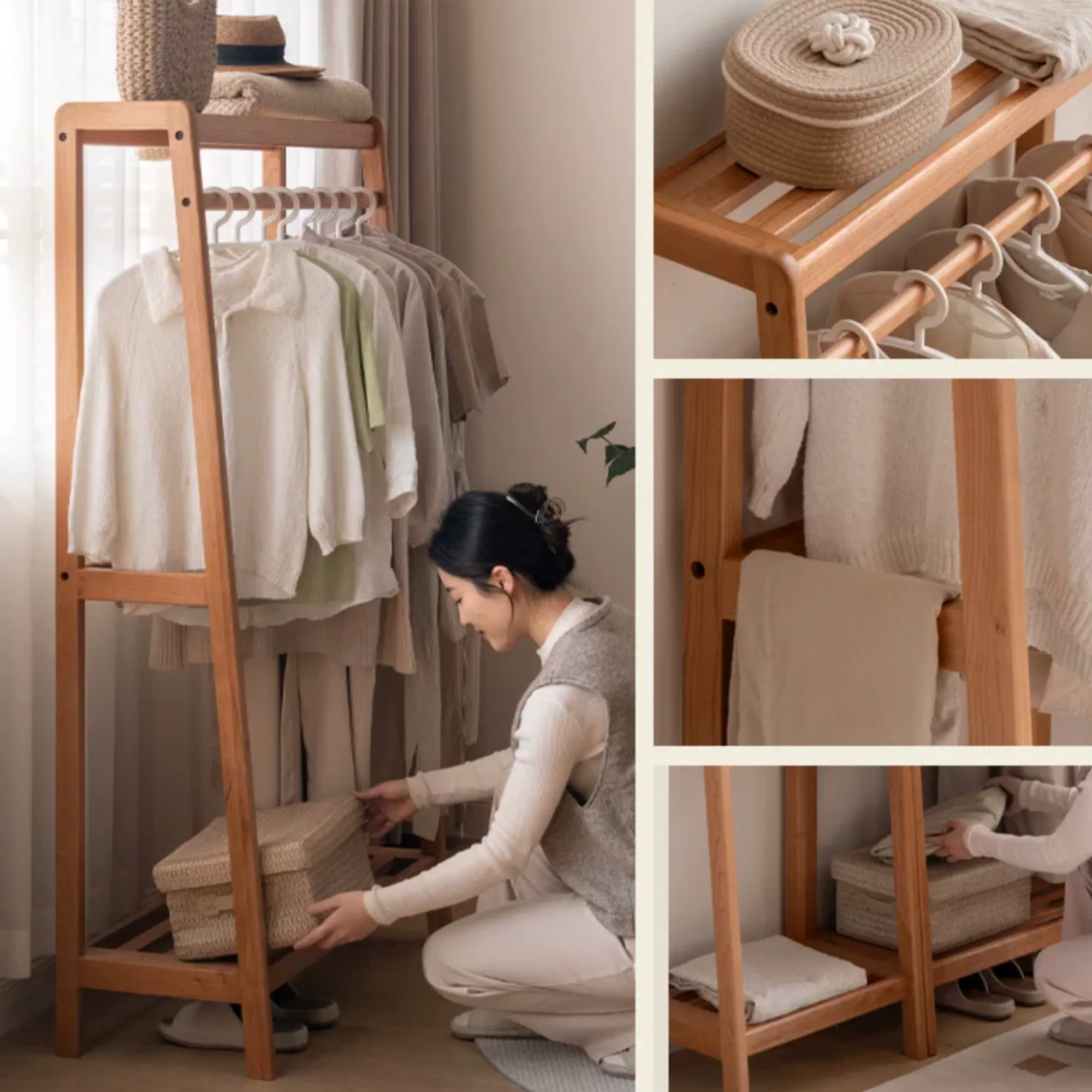 Tyen Clothes Rack 0.9m - Oak - 7