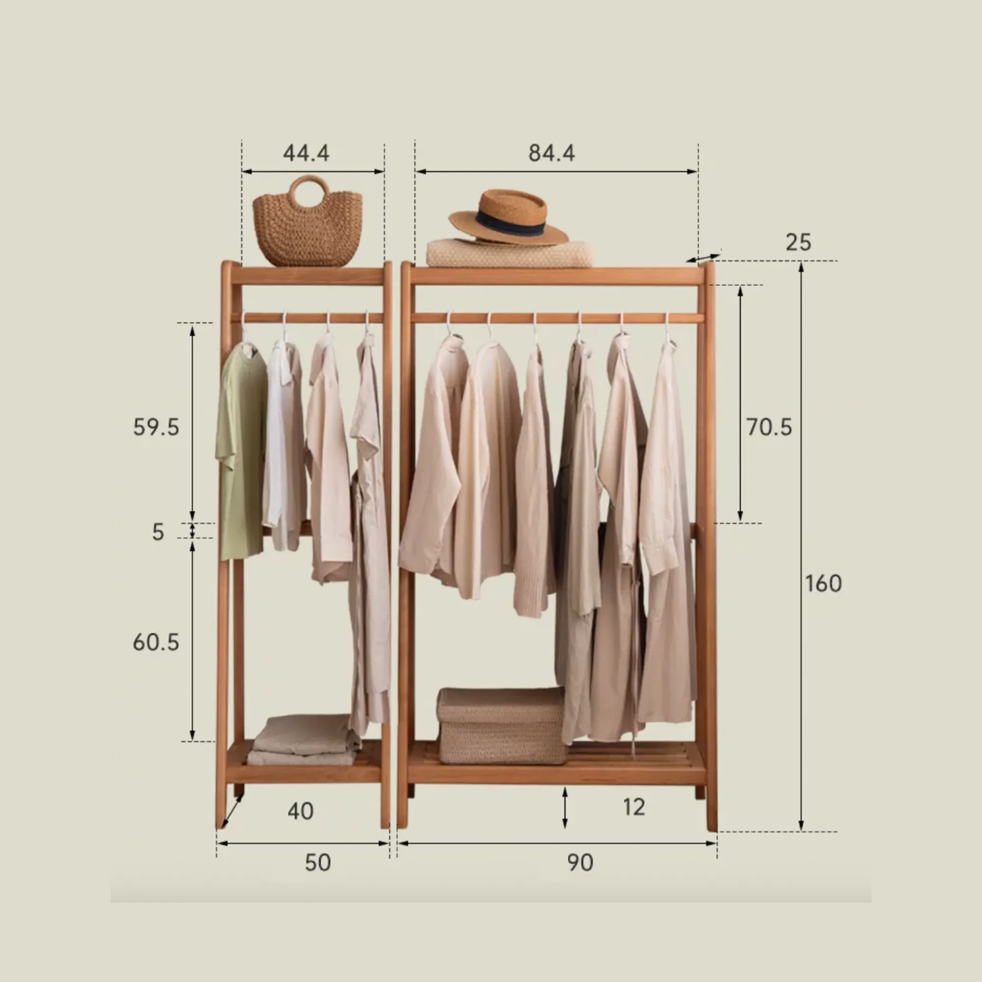 Tyen Clothes Rack 0.9m - Oak - 15