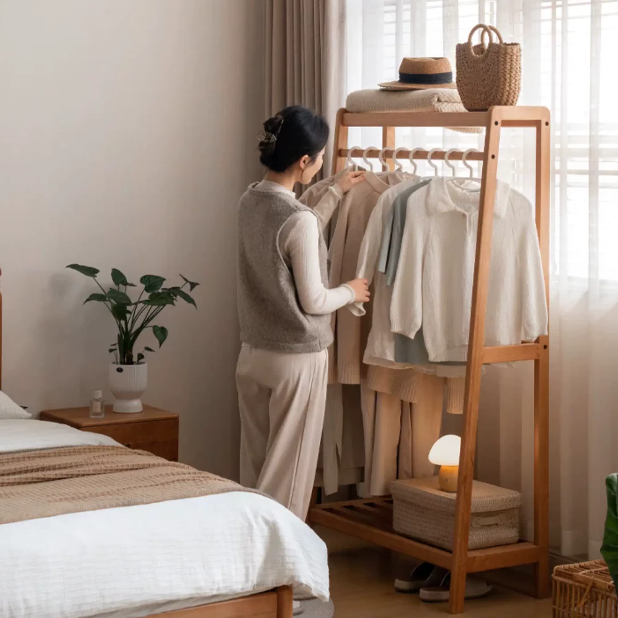 Tyen Clothes Rack 0.9m - Oak - 13
