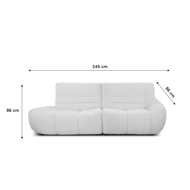 Tara 3 Seater Extended Sofa - Beige - 7 - 245 cm, 86 cm, white, modern, comfortable, ergonomic, cushioned, plush, soft