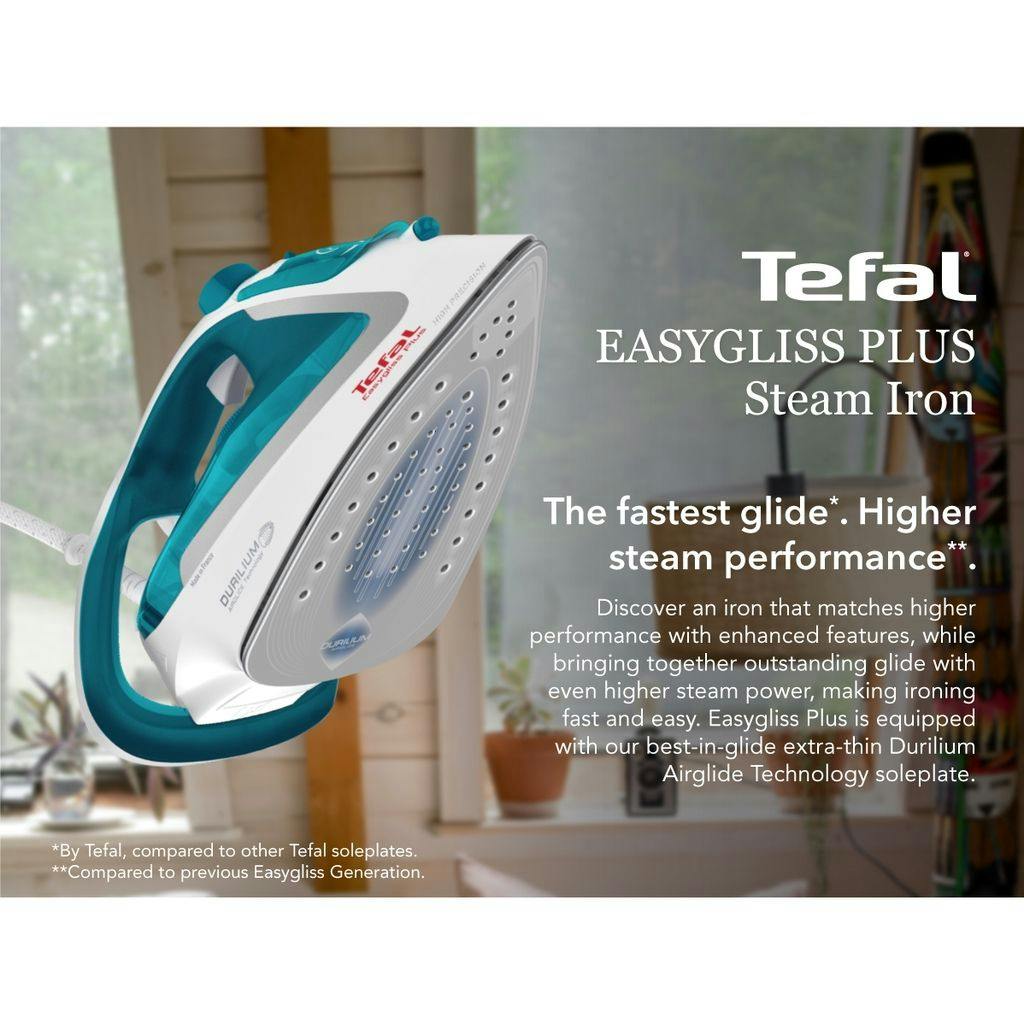 Tefal Steam Iron Easy Gliss 2 Turquoise FV5718, Tefal
