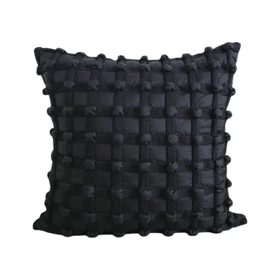 Dainie Textured Puffed Grid Cushion - Black
