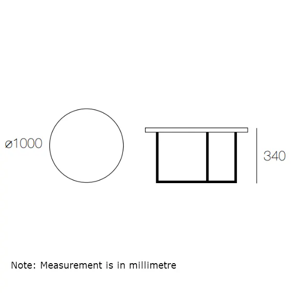 (As-is) Felicity Round Coffee Table - Black Ash, Matt Black - 11 - Circular object with diameter of 1000 millimeters