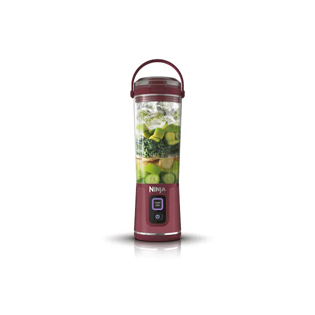 Ninja Blast - Cranberry - 1 - Ninja blender, transparent pitcher, green vegetables, cucumber, kale, leafy greens, ice cubes