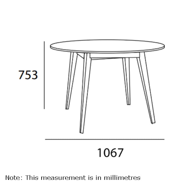 Ralph Round Dining Table 1m  - Black, Cocoa - 9 - Round table with 753 mm diameter, 1067 mm height, Minimalist design with