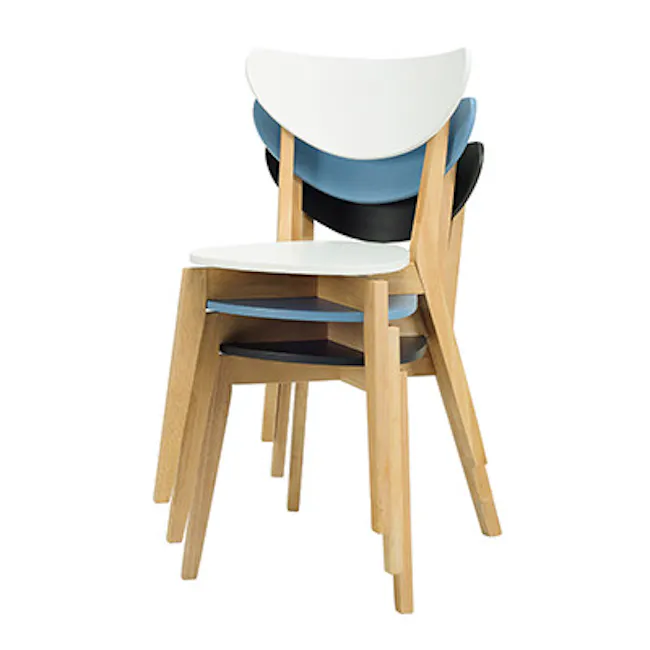 Harold Round Dining Table 1.05m with 4 Harold Dining Chairs in Natural, White - 11 - Modern minimalist chair with white top