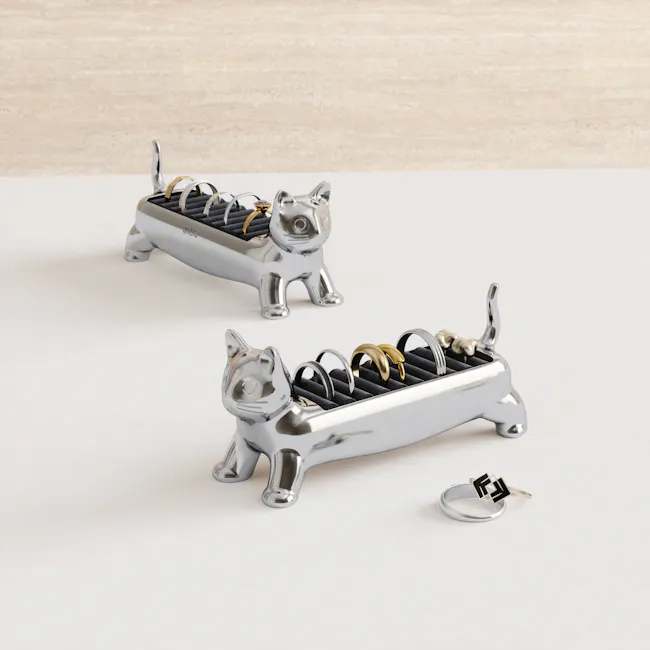 Ali Cat Ring Holder - Chrome - 9