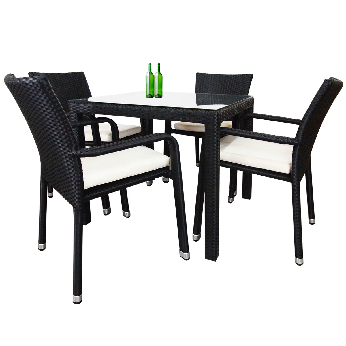 Palm Outdoor Dining Set - White Cushions - Image 1
