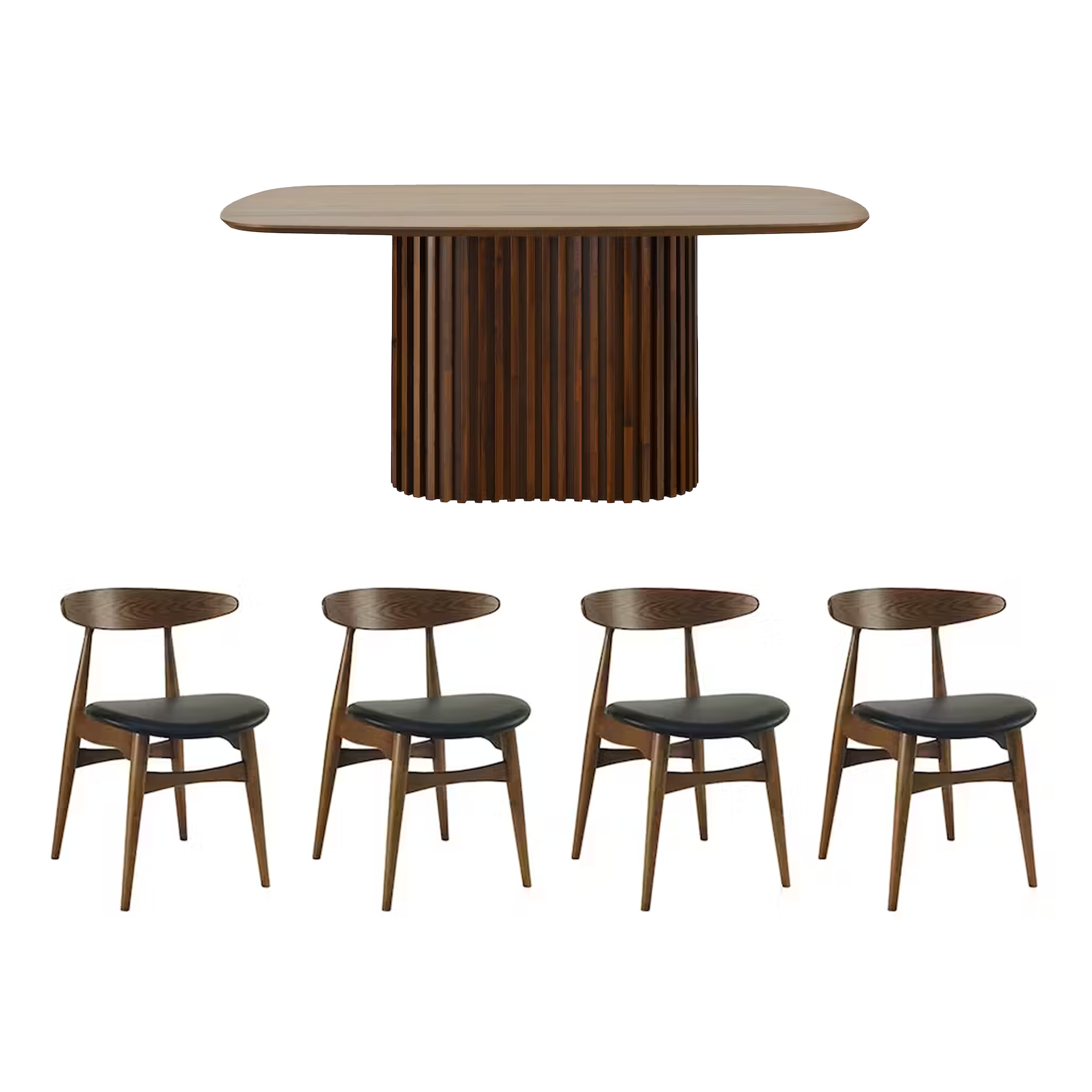 Bolton Dining Table 1.6m in Walnut with 4 Tricia Dining Chair in Espresso