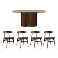Bolton Dining Table 1.6m in Walnut with 4 Tricia Dining Chair in Espresso
