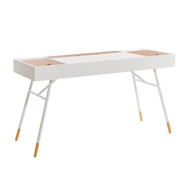 Morse Study Table 1.4m - White, Oak - 0