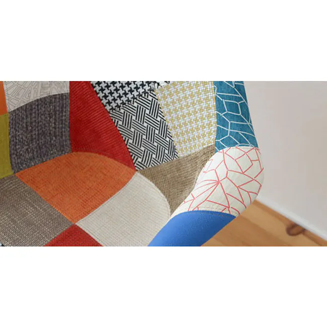 Lars Chair - Natural, Patchwork - 3 - Quilt, patchwork, colorful, geometric, patterned, patch, fabric, design, texture