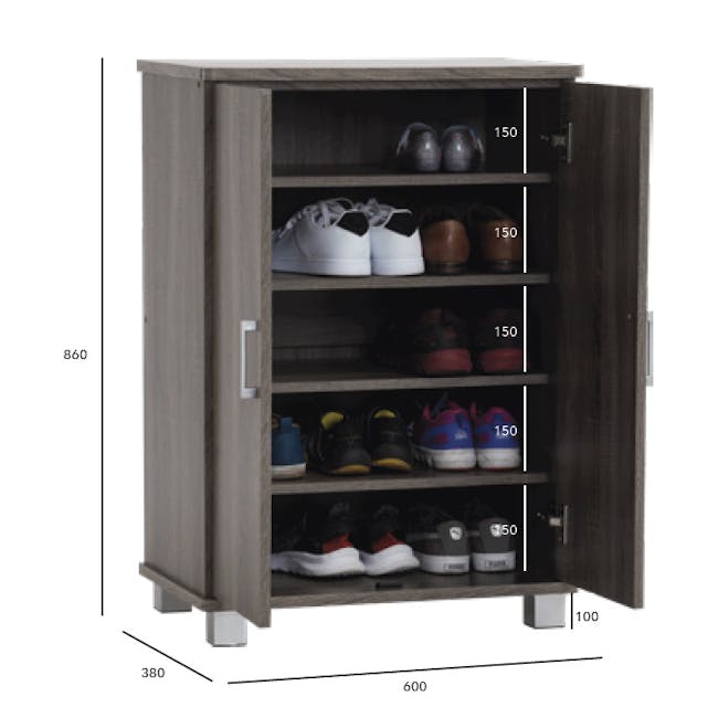 Everett 2 Door Shoe Cabinet - Grey - 4