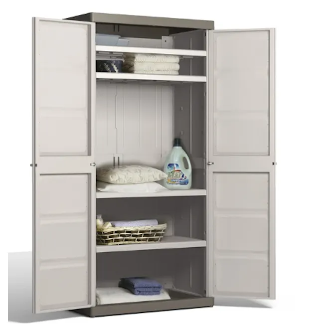 Excellence XL Utility Cabinet - 3 - Storage cabinet, open shelves, neatly organized, laundry detergent, towels, folded