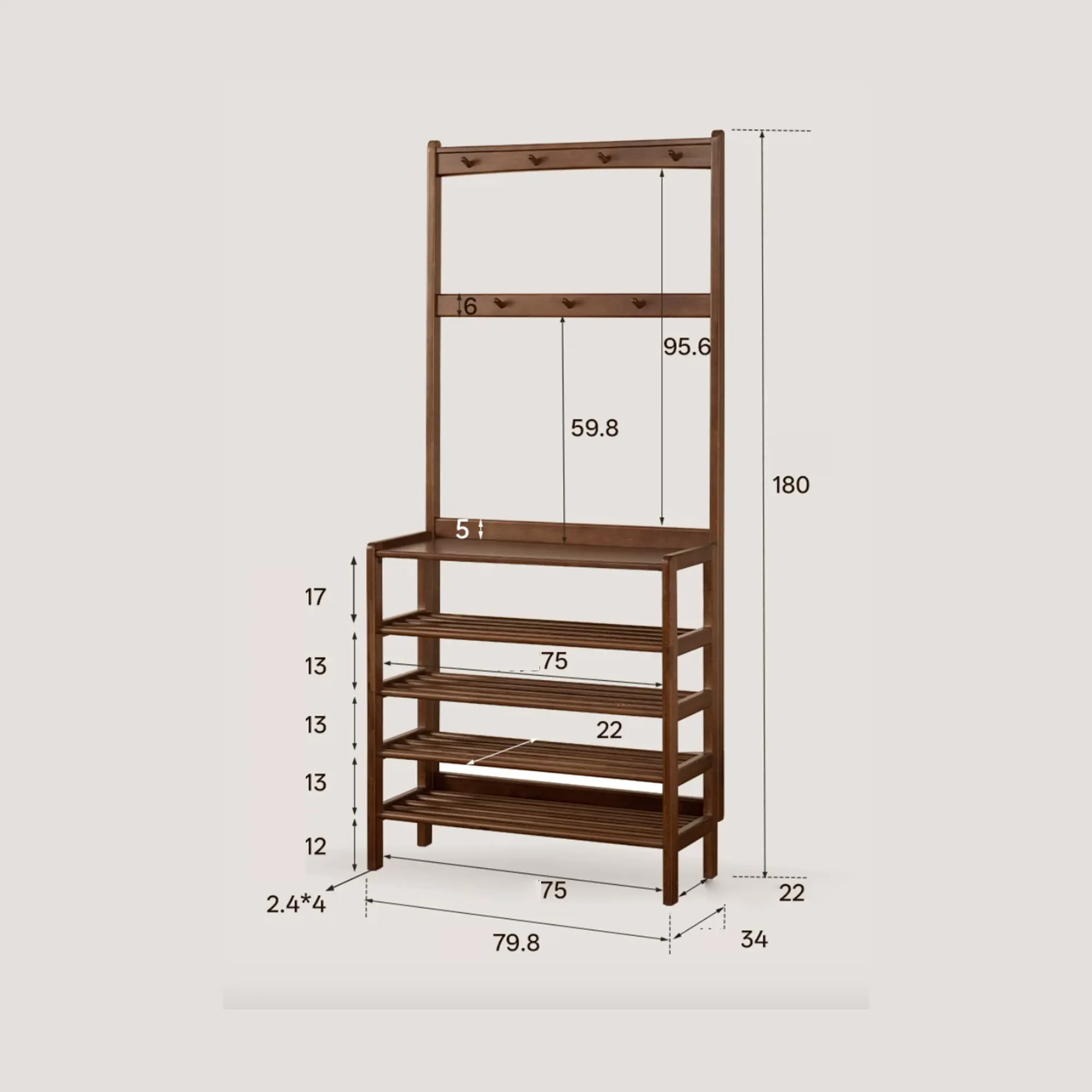 Carelle Storage Shoe Rack - Walnut - 11