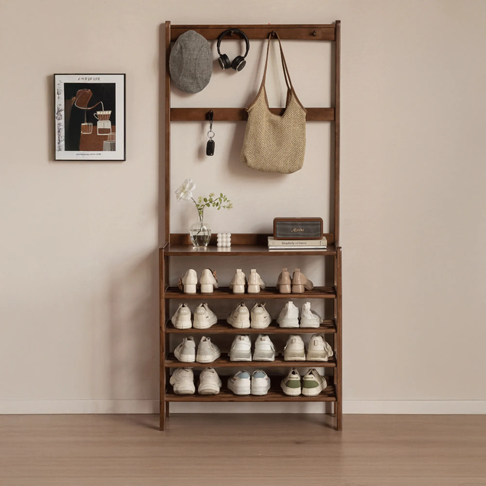 Carelle Storage Shoe Rack - Walnut - 9