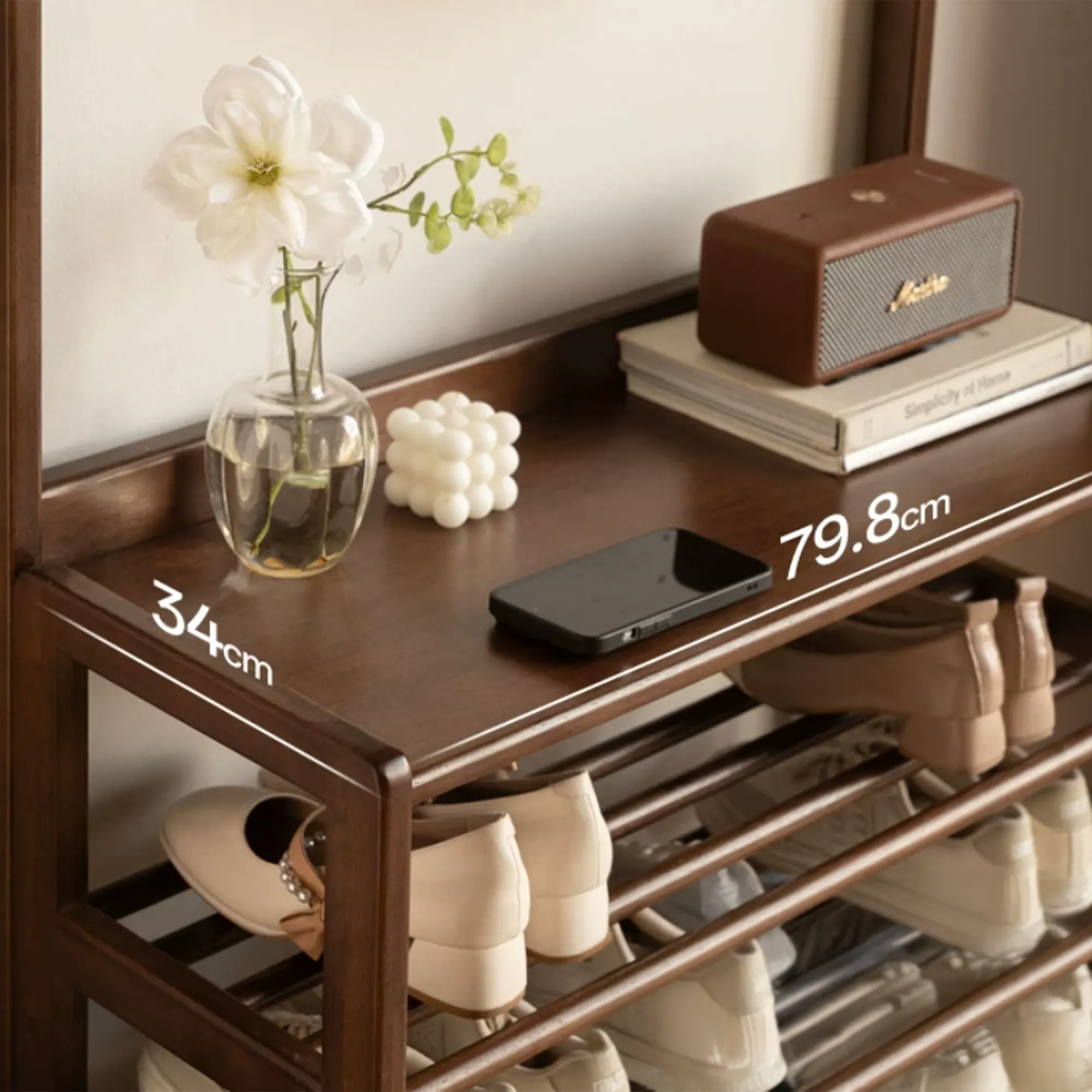 Carelle Storage Shoe Rack - Walnut - 12