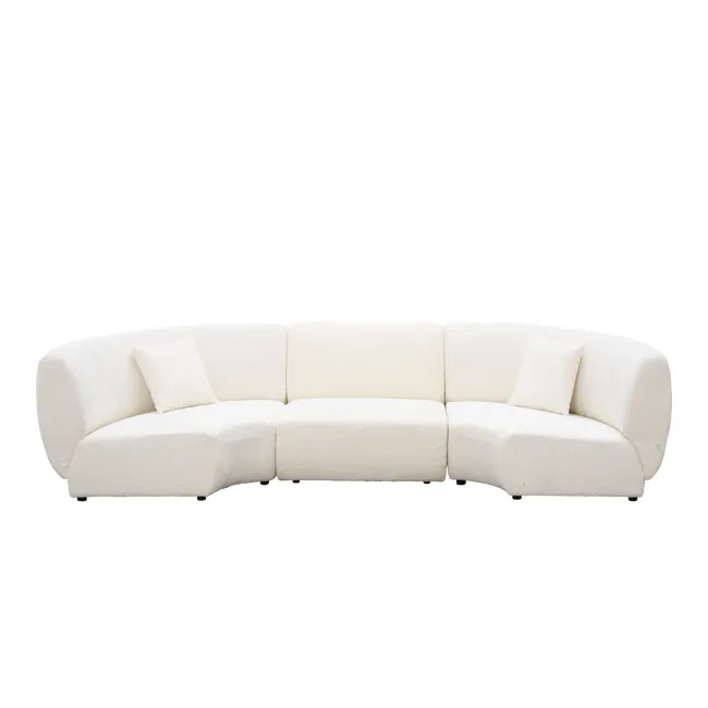 Nomi 3 Seater Lounge Sofa - White Boucle (Eco Clean Fabric) - 1