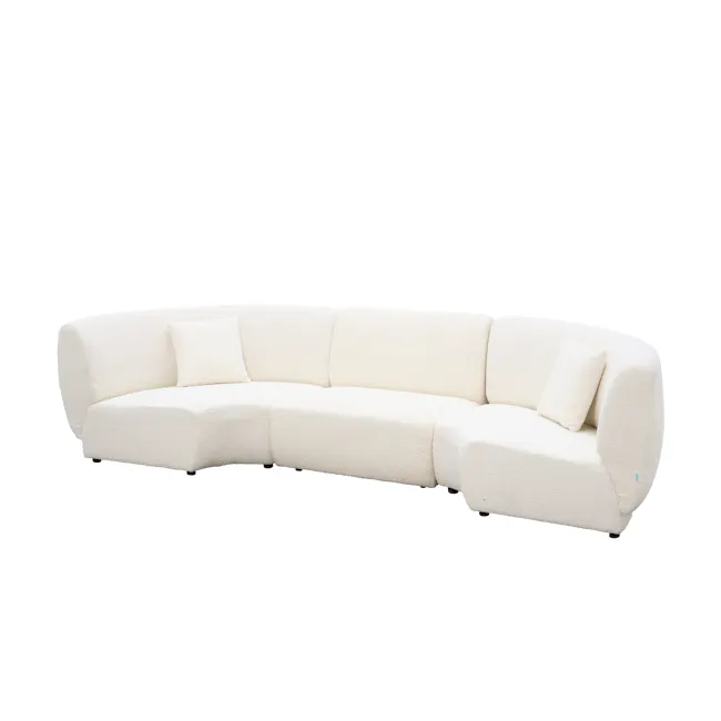 Nomi 3 Seater Lounge Sofa - White Boucle (Eco Clean Fabric) - 12