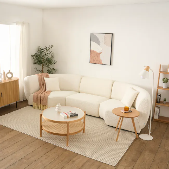 Nomi 3 Seater Lounge Sofa - White Boucle (Eco Clean Fabric) - 2