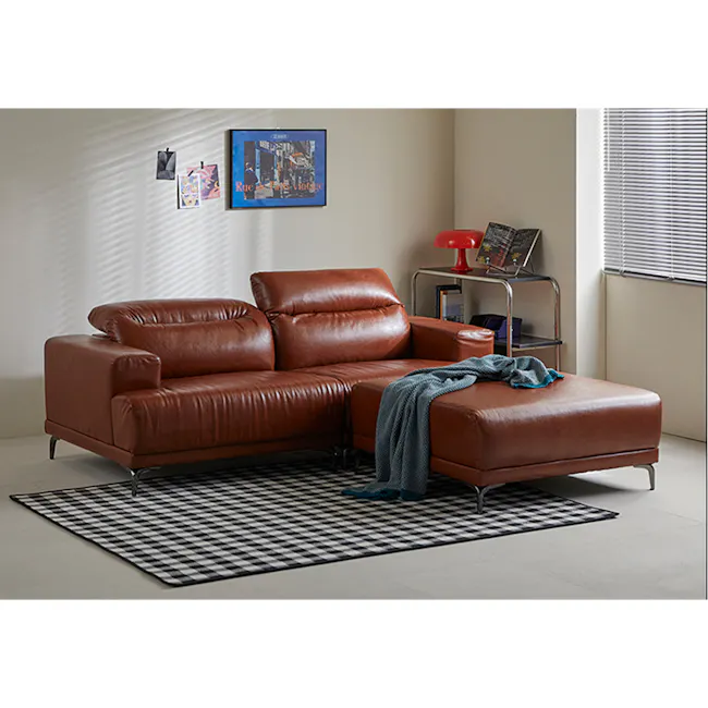 Lorney Armless Sofa with Adjustable Headrest - Camel (Faux Leather) - 10