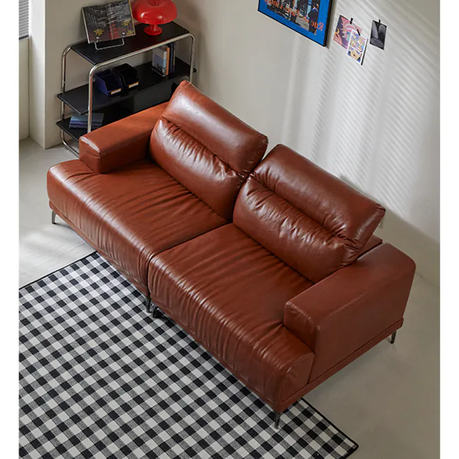 Lorney Armless Sofa with Adjustable Headrest - Camel (Faux Leather) - 16