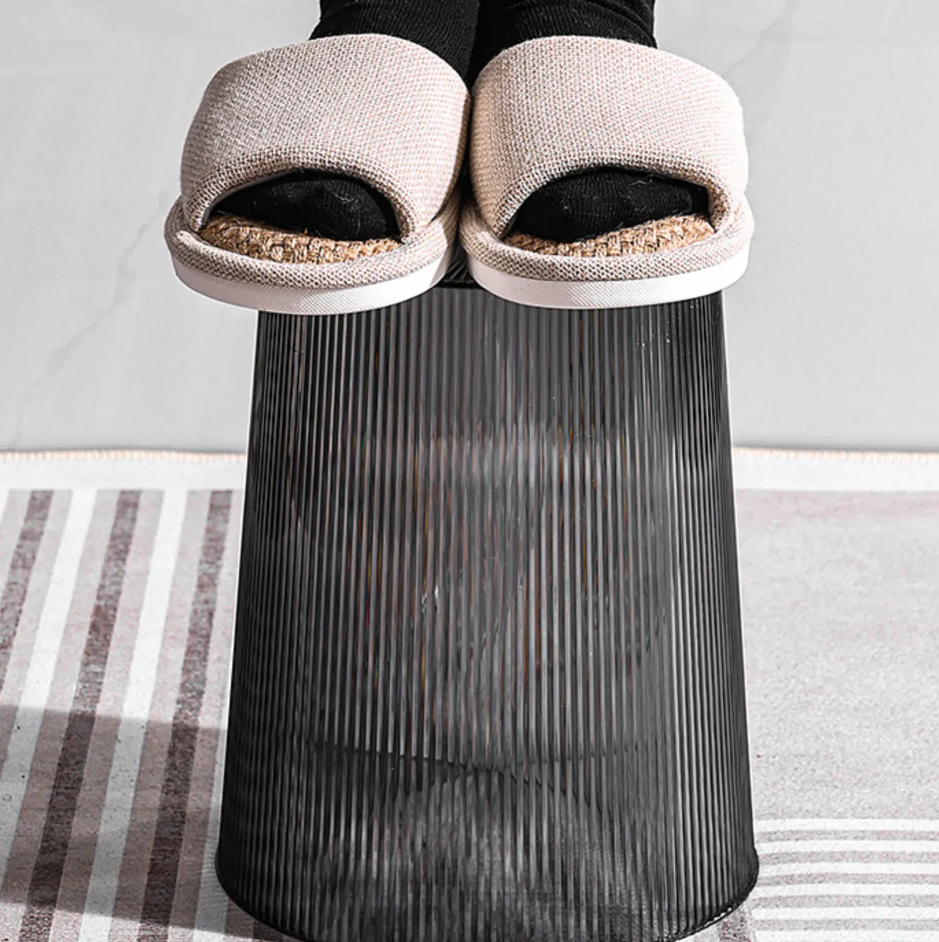 Rivo Fluted Waste Bin - Grey - 9 - slipper, slippers, cozy slippers, casual slippers, slippers on, slippers on top, slippers
