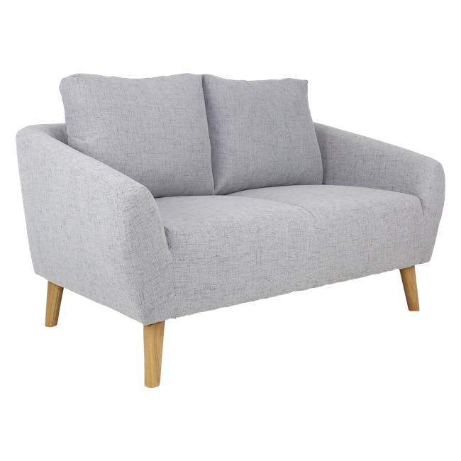 Hana 3 Seater Sofa with Hana 2 Seater Sofa - Light Grey - 4 - Light gray upholstered armchair, light wood legs, modern