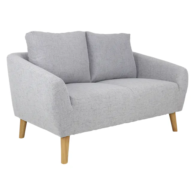 Hana 2 Seater Sofa with Hana Armchair - Light Grey - 21 - Light gray upholstered armchair, light wood legs, modern design
