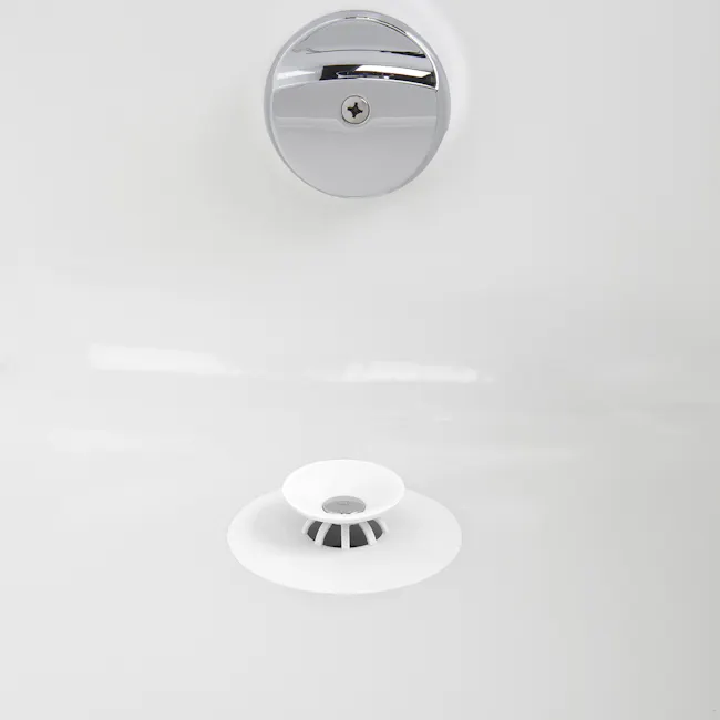 Flex Drain Stop/Hair Catcher - White - 6 - Modern chrome flush plate, sleek design, minimalist bathroom, white wall