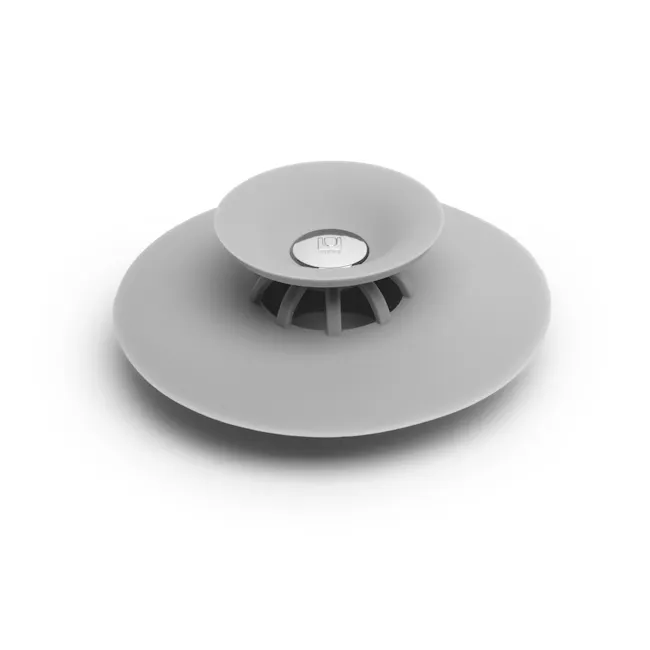 Flex Drain Stop/Hair Catcher - Grey - 3 - Modern minimalist, sleek design, circular base, ergonomic handle, adjustable